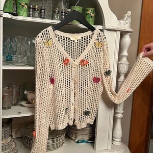 NWT Rebellion Crochet Butterfly Sweater Size Small